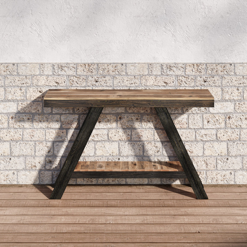 46" Distressed Solid Wood Console Table, Black