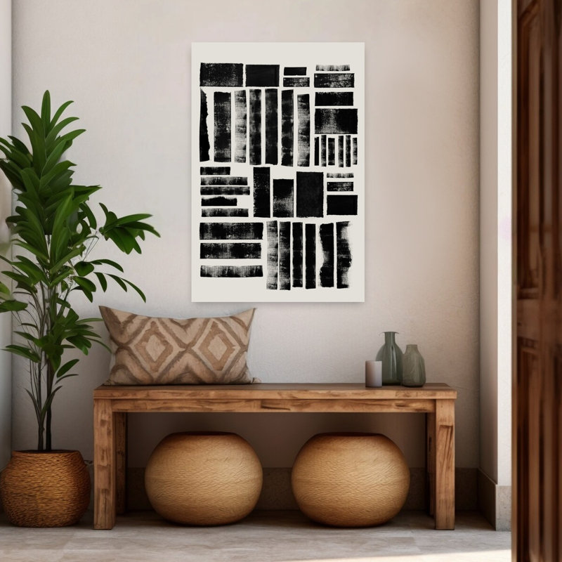 Impression d'art mural abstrait géométrique contemporain à blocs monochromes, 48" H x 32" W