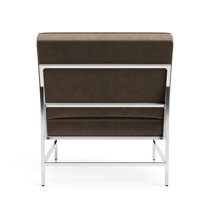 Major Chair, Performance Velvet - Otter, Polished Stainless Steel