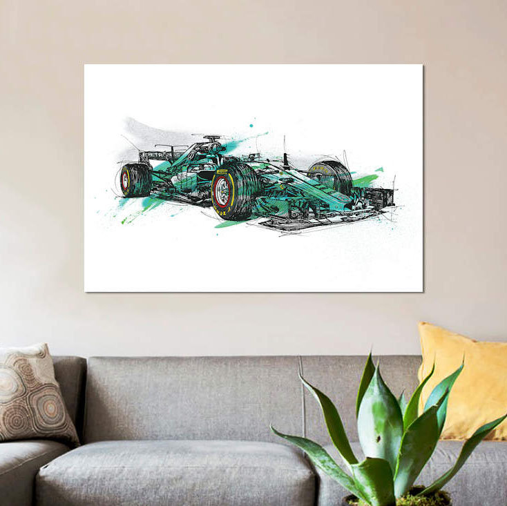 « f1 hamilton », impression sur toile, H 26 po x l 40 po x P 1,5 po, Pas de tapis, Toile tendue