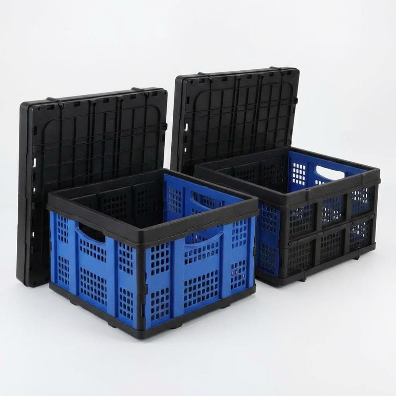 Paniers de rangement robustes en plastique pliable, paquet de 2 de 55 L