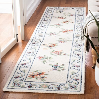 Rumfelt Floral Handmade Tufted Wool Ivory Area Rug -  Alcott HillÂ®, 9F4FD0393CE14751A4FCB0C7B1EC7B3A