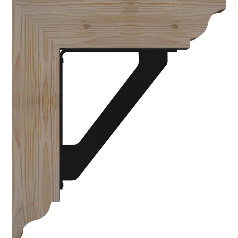 Support traditionnel en fer simple de 2 po d'épaisseur, H 16 po x P 14 po, Sapin de Douglas de l 3 1/2 po x T 2 po (lisse)