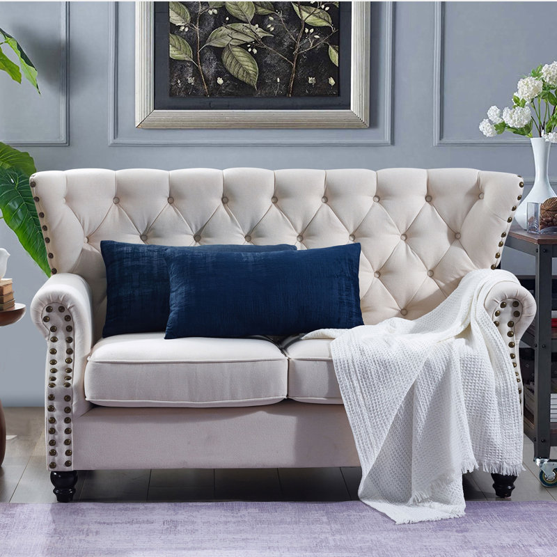 Rectangular Lumbar Cushion Cover, Navy Peony