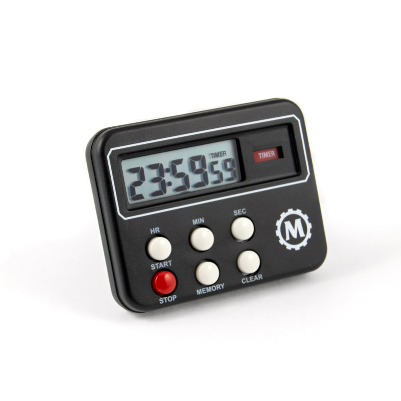 Minuterie à compte à rebours numérique 24 heures avec compte à rebours et horloge, Noir