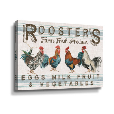 «Roosters Farm Fresh Produce I», reproduction sur toile