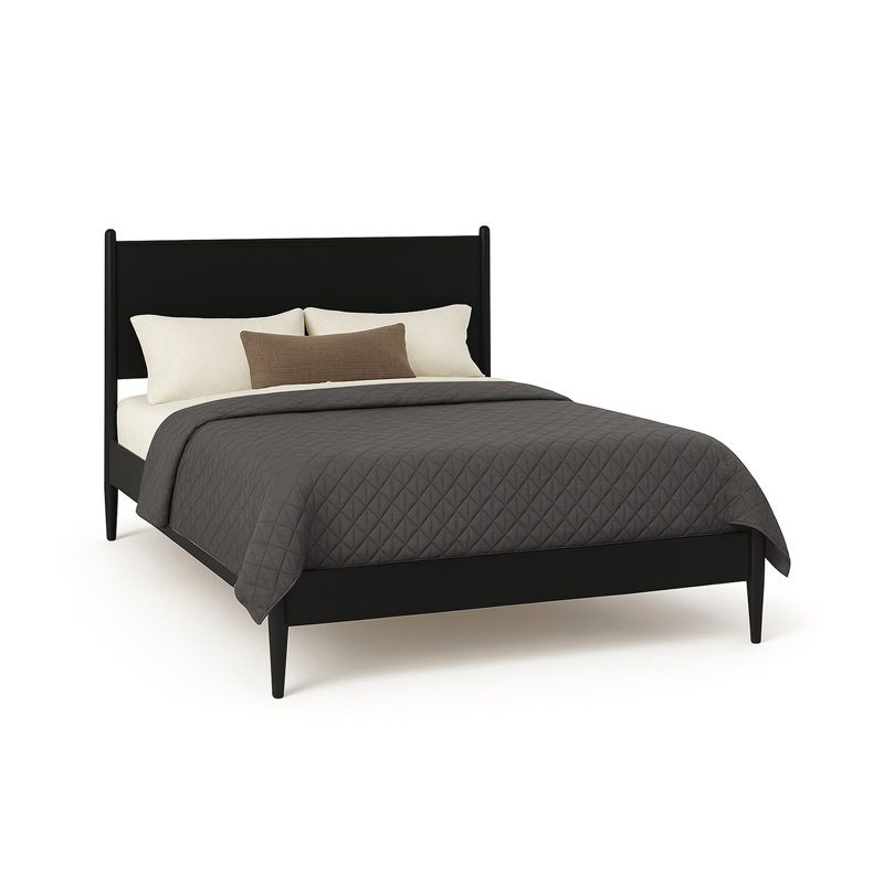 Lit plateforme en bois noir Mid-Century