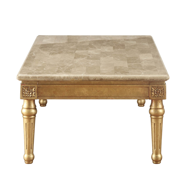 Elegant Rectangular Lift-top Coffee Table with Marble and Wood
