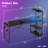 Nedyo 44'' W Computer Desk with RGB LED Lights & Reversible Storage Shelves,Home Office Desk with Hooks, CPU Stand,Cup Holder and Cloud Magnets，Gaming Desk.-1972246600-1972246644