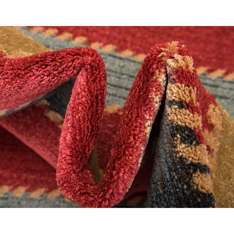 Tapis à motif rayé rouge Frederica, Rectangle 3 pi 3 po x 5 pi 3 po