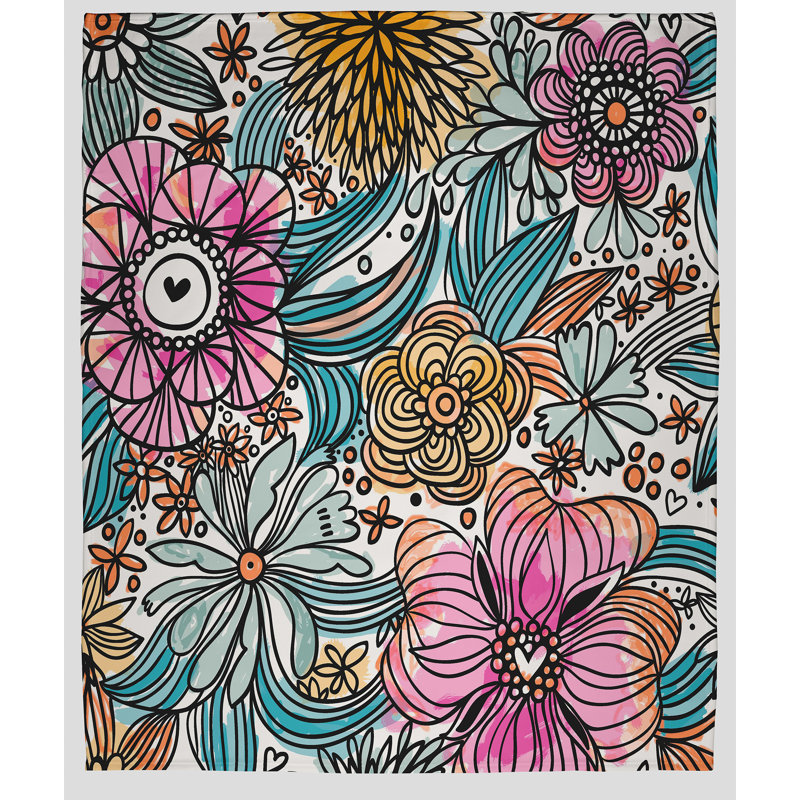 Couverture polaire Flower Melange, L 30 po x L 40 po, Orange