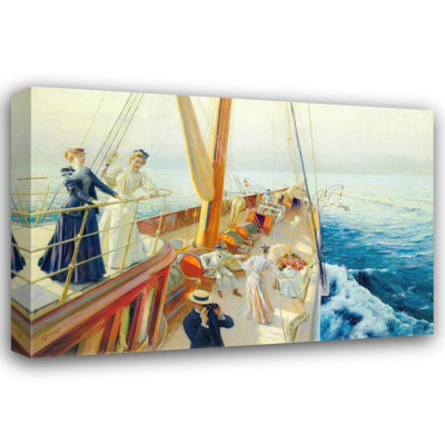 "Yachting the Mediterranean" by  Julius Leblanc Stewart - Gallery Wrap Canvas Wall Art