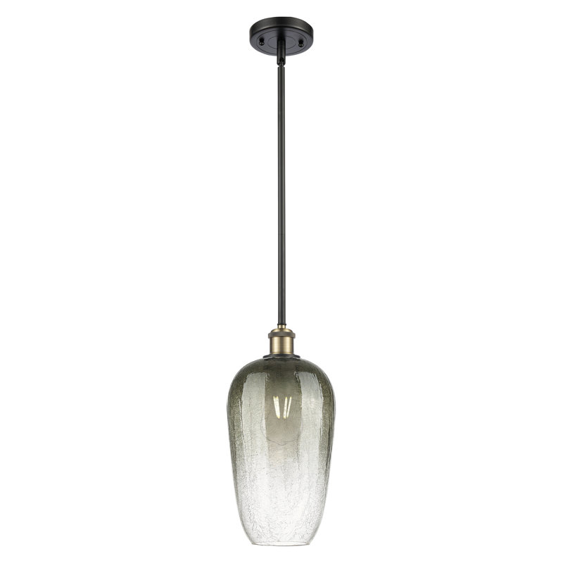 Mini-luminaire suspendu à tige 1 lumière 7 "Ballston - Caroline, Ardoise, Laiton antique noir