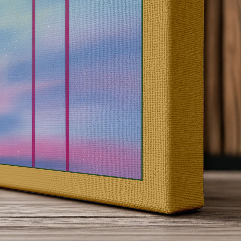 Suspended Fuchsia Blooms Botanical 1 Piece Wrapped Canvas Wall Art, 18x12 - 45.7 x 30.5 cm, Ochre Border