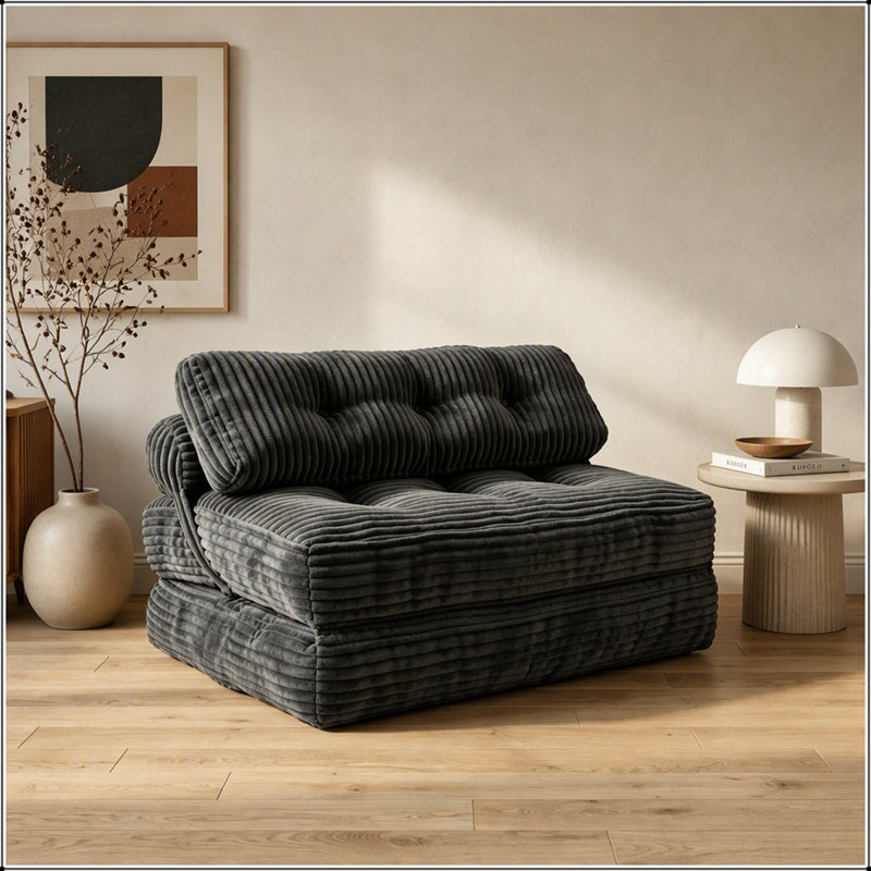 Canapé-lit pliant 2 en 1 avec appui-tête et coussin lombaire, Dark Gray
