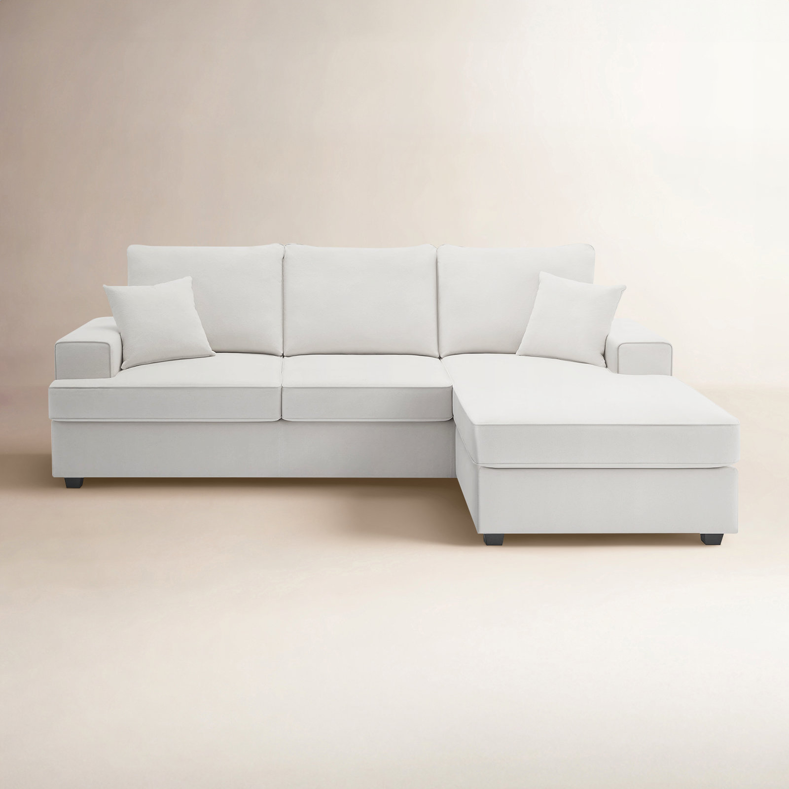 Alden Cotton Reversible Sectional, White Performance