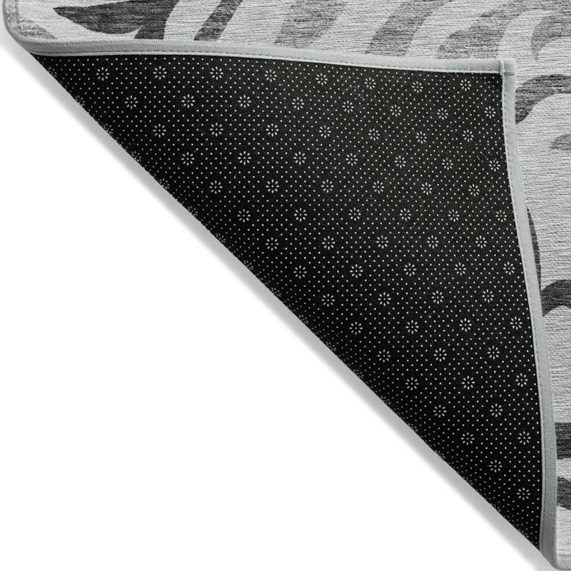 Tapis d'intérieur gris anthracite lavable floral gris 10 pi x 14 pi