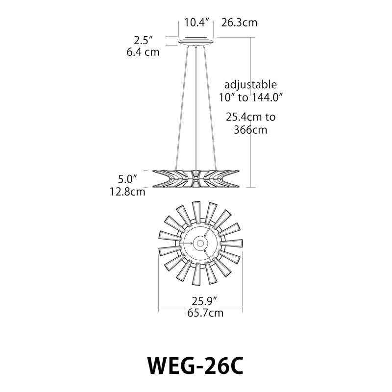 Wedge 26" Large Pendant - Polished Chrome