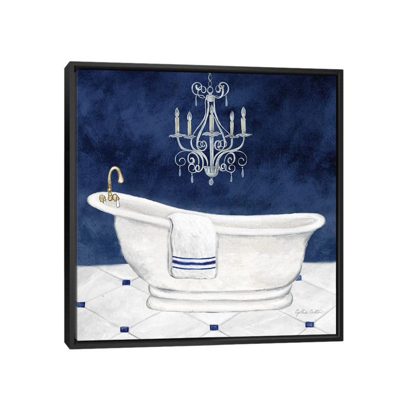 Bain bleu marine I, H 26 po x l 26 po x P 1,5 po, Toile avec cadre noir