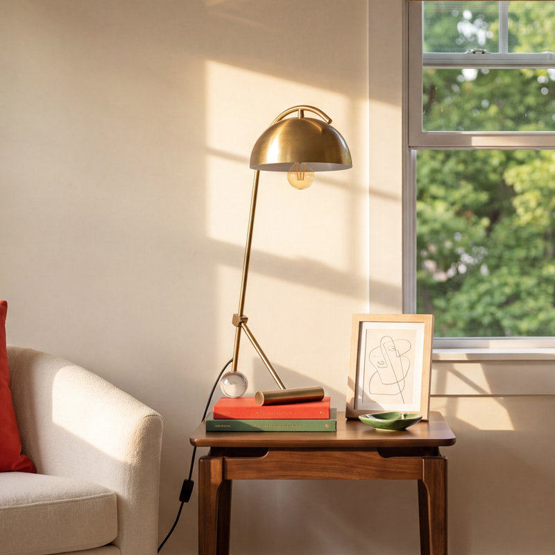 Delano Desk Lamp, Charcoal/White Marble, Gold, Yes