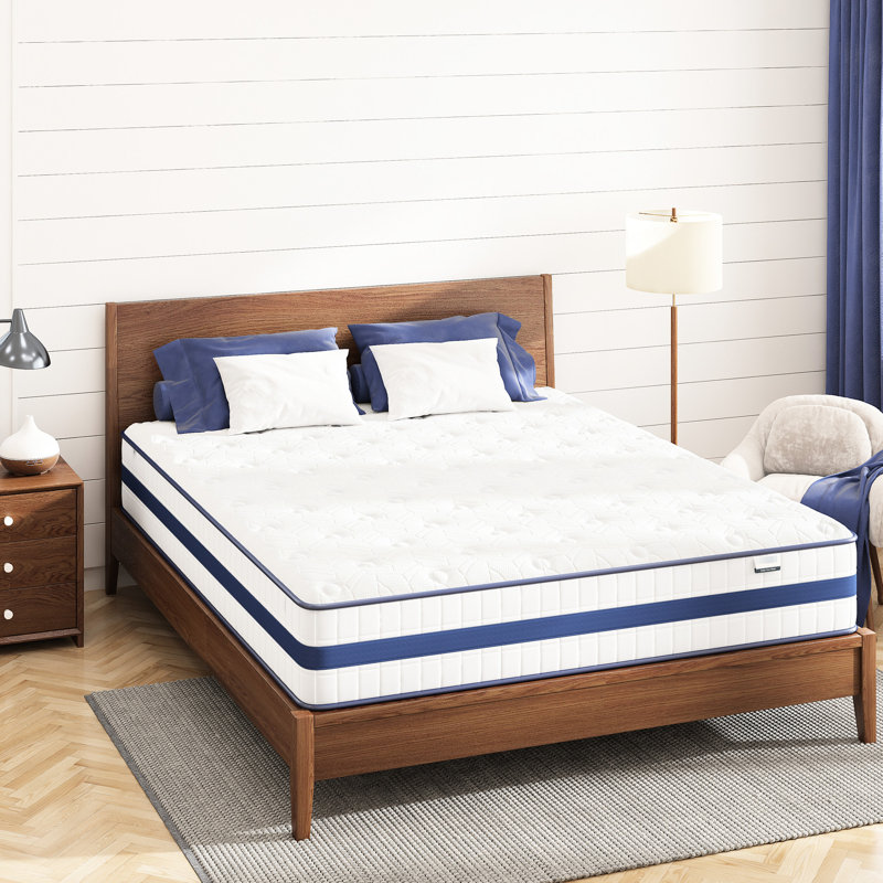 Grand matelas 10 po - ressorts ensachés, isolement de mouvement, mousse viscoélastique double couche pour la détente des dormeurs