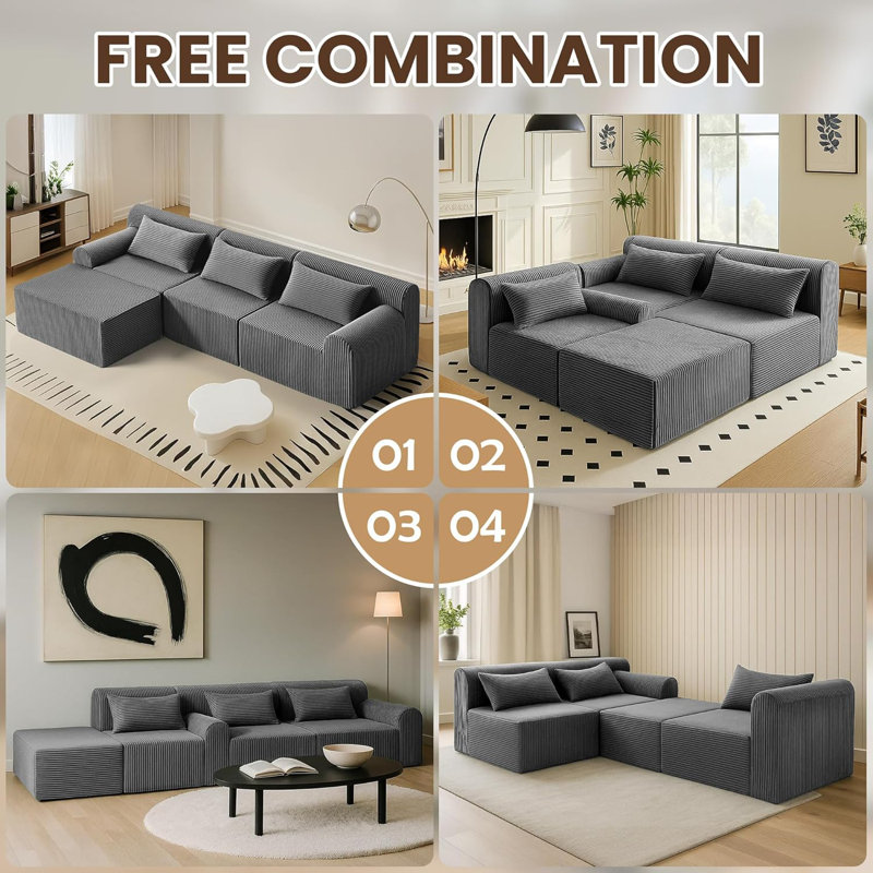 Canapé modulaire 116 po Cloud Couch, Gris