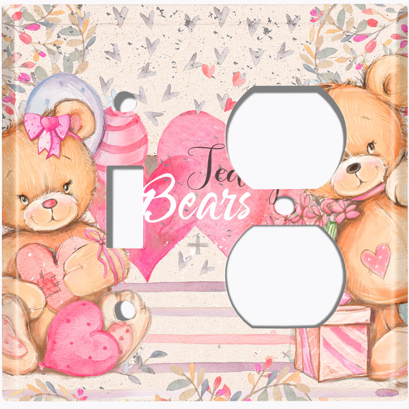 Plaque murale interrupteur à bascule Teddy Bears Birthday Love Hearts