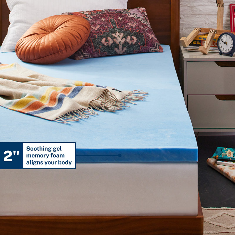 2'' Gel Memory Foam Mattress Topper, Twin XL