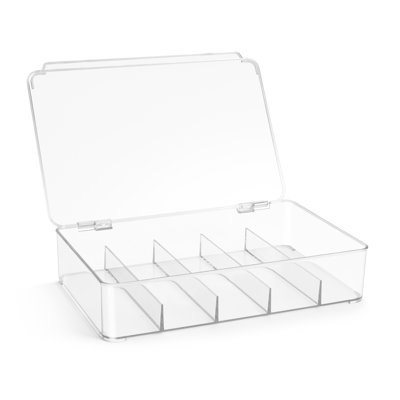 Organisateurs empilables en plastique 1 pièce Sorbus pour salle de bain, tablettes ou armoires, tiroir, bacs de rangement sous le lavabo - 5 sections avec couvercle à charnières pour trier les Legos, les bijoux, les petits jouets, les marqueurs, les fi