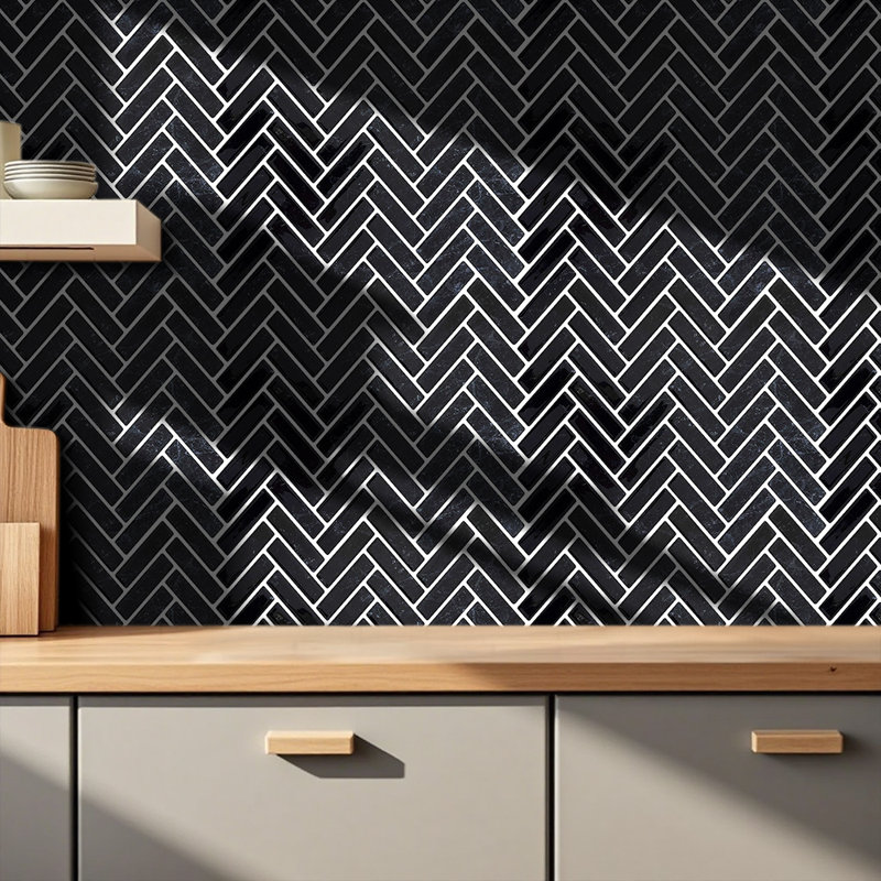 30.5 x 30.5 cm PET/PU Tile , Black/White