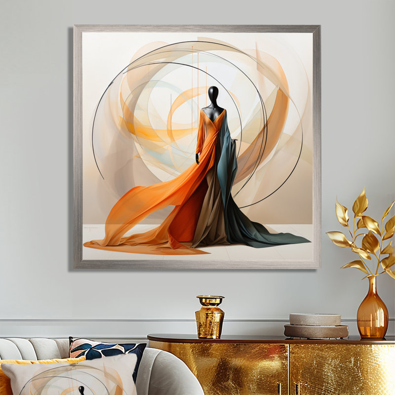 Abstrait contemporain danseur africain I - art mural femme afro-américaine, H 24 po x l 24 po, Argent argent