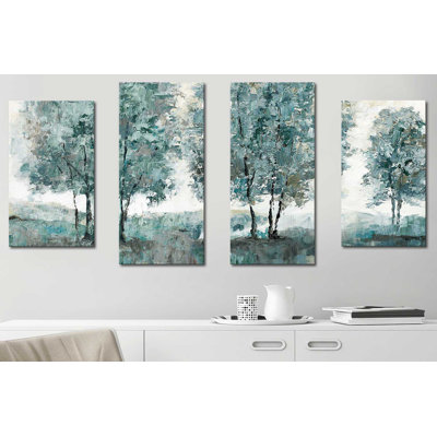 "Teal Sentinel" par Nan, ensemble de 4 reproductions sur toiles
