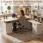 Bureau assis-debout de direction de luxe en forme de L avec caisson de rangement, réglable en hauteur électrique, avec prises électriques, ports USB, étagères de rangement et tiroir verrouillable, blanc.-1942729468-2085777903