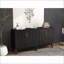 Cabinets, buffet cannelé moderne Mid-Century avec tablettes réglables Trou de sortie, brun noyer | Bois massif et panneau de fibres à densité moyenne | Moderne