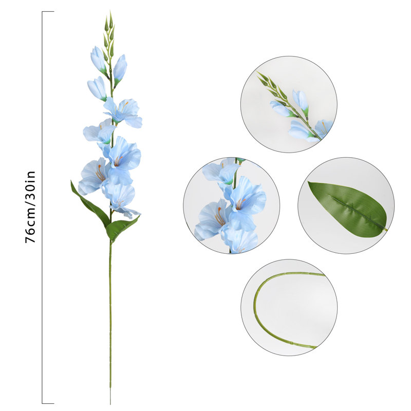 Fleurs artificielles glaïeul 30 en fausses fleurs Glaïeul fleurs à longues tiges, Bleu clair