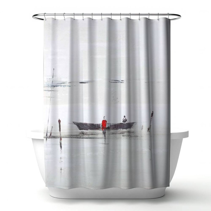 Shower Curtain LA77 – Polyester Shower Curtain, Dye Sublimation Print, 71" W × 74" L