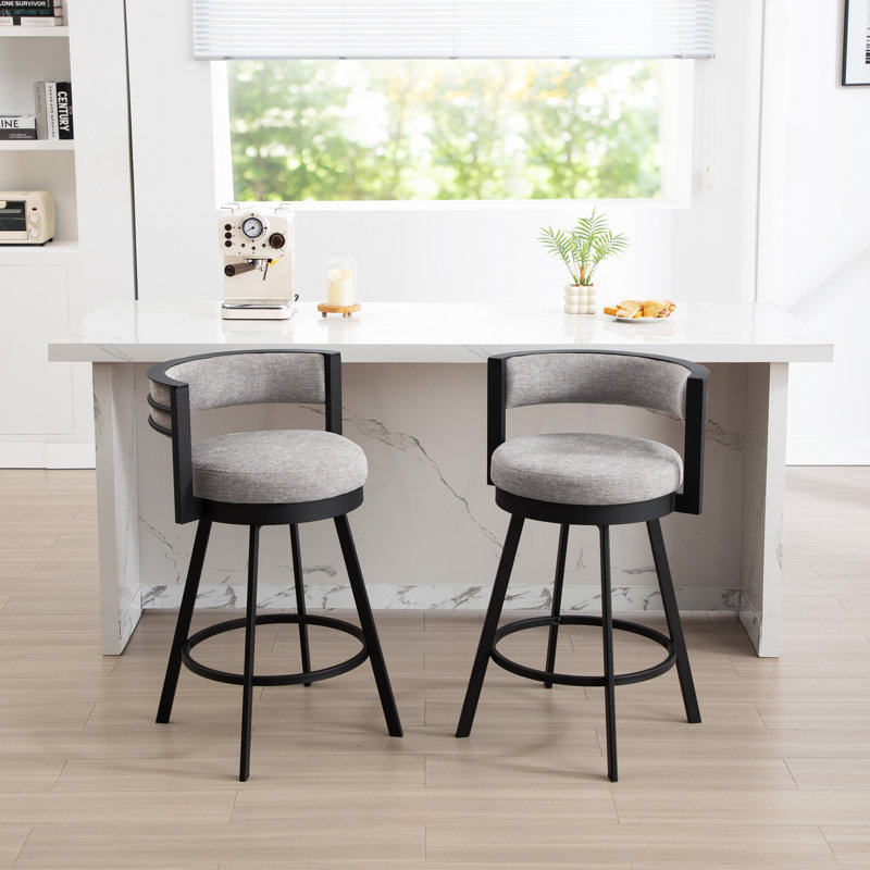 Tabouret de comptoir pivotant H 26,6 po Ayala, Lin gris