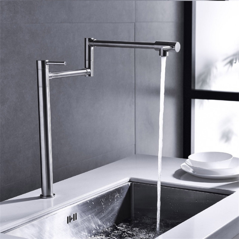 Robinet remplisseur de pot avec tige d'extension, Nickel brossé