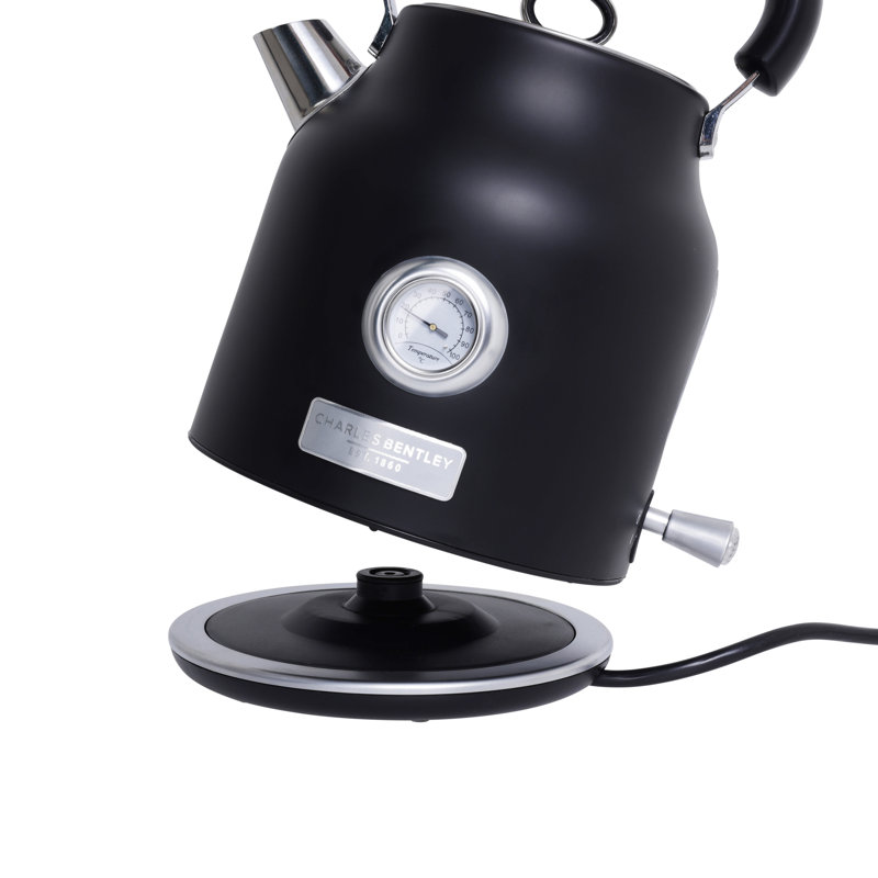 Charles Bentley Kettle & Toaster Set, Black/Silver