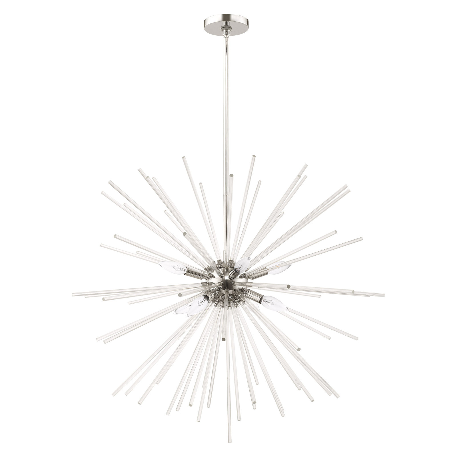 Ryzen 6 - Light Dimmable Sphere Chandelier, Polished Chrome, 34'' H x 34'' W x 34'' D