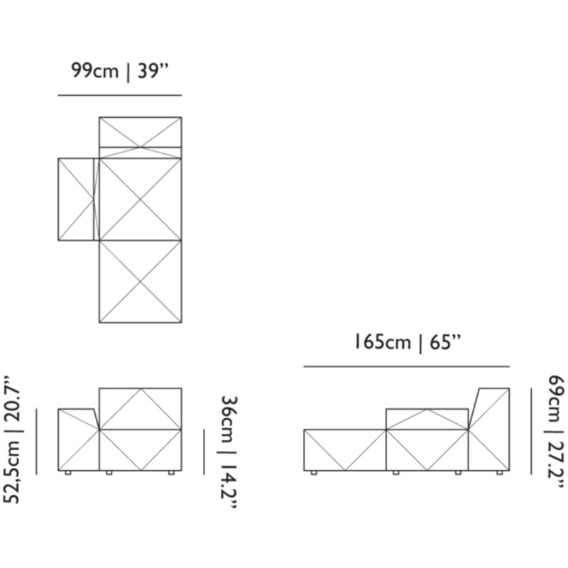 BFF Modular Sectional, Justo Bazalt, Left