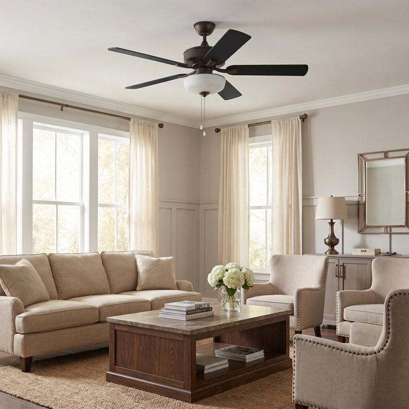 Ventilateur de plafond de 52 po avec éclairage à DEL, Bronze / noyer américain, Bronze