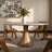 Luxury Gray Sintered Stone Round Dining Table Solid Wood Base For 4/6/8-1895086286