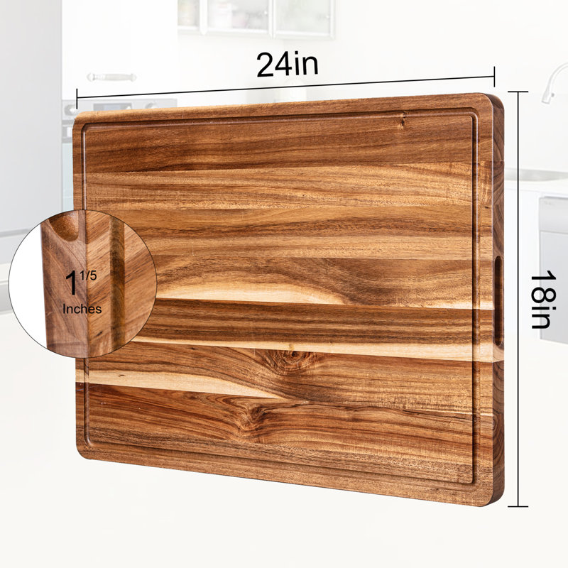 24'' Acacia Wood Extra Large Chopping Board with Handles and Juice Groove