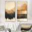 Ensemble de 2 reproductions d'art géométriques en métal beige et noir moderne