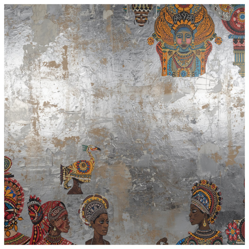 African Inspired Art Bath Mat, 34in W x 21in L