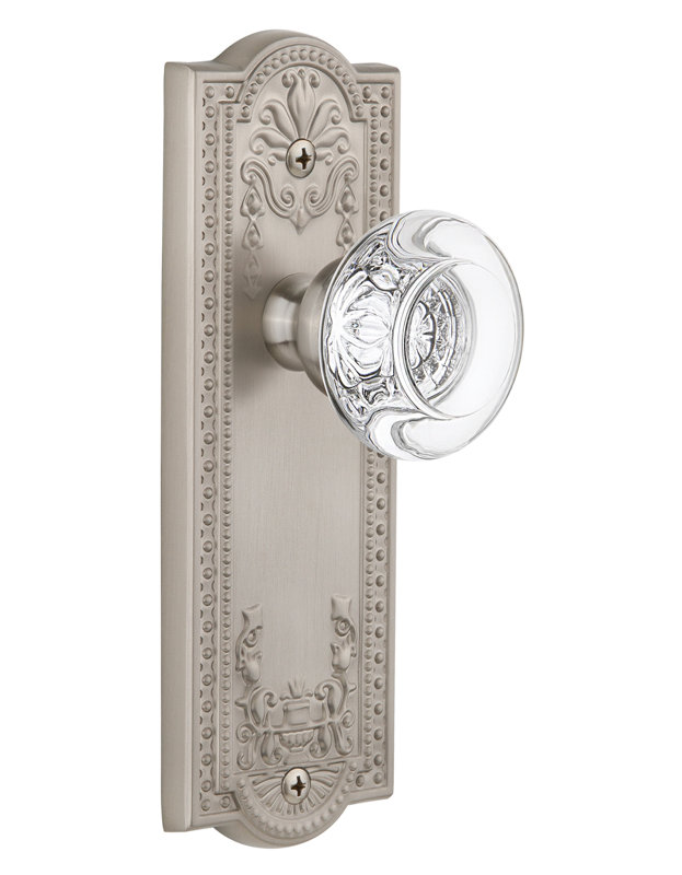 Grand mannequin en plaque Parthénon avec bouton de porte en cristal Bordeaux, Nickel satiné
