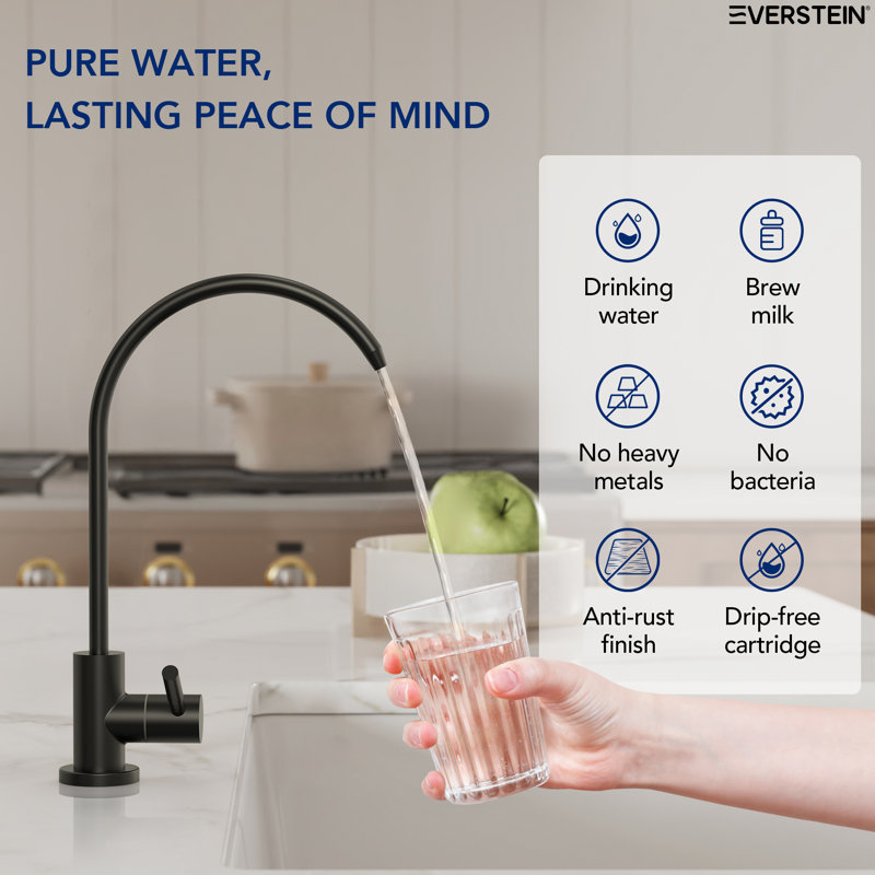 Drinking Water Filter Faucet for Reverse Osmosis, Single-handle Beverage Faucet with Swivel Spout, Matte Black