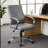 Roe Executive Swivel Chair, High Back Gray Faux Leather, Chrome Metal-118318893
