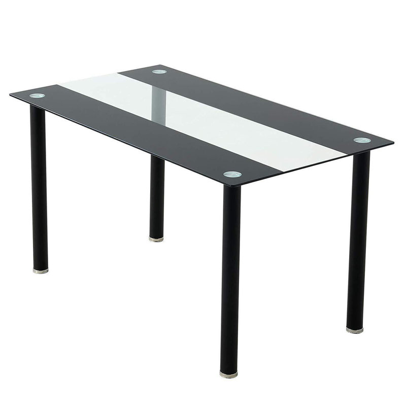 Rectangular Dining Table, Black/Clear, 75 cm H x 120 cm W x 70 cm D
